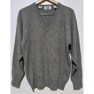 Vintage 90s Harbour‎ Club Lambs Wool Knit Golf Sweater Vneck Gray Casual Men M